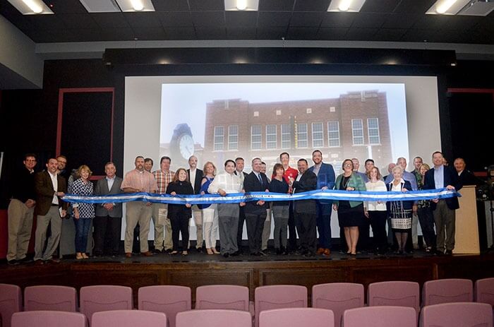 City of Rushville Team Cutting Ceremonial Ribbon to Open new City Center