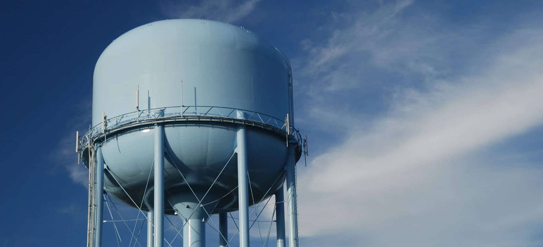 Blue water tower