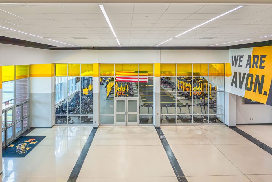 Avon High School's New Sports Performance Center - Athletic Entrance Aerial