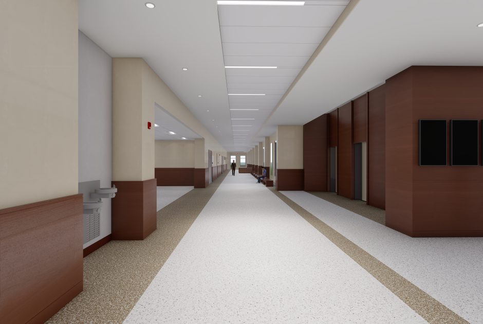 Elkhart County Courts Interior Rendering - Corridor