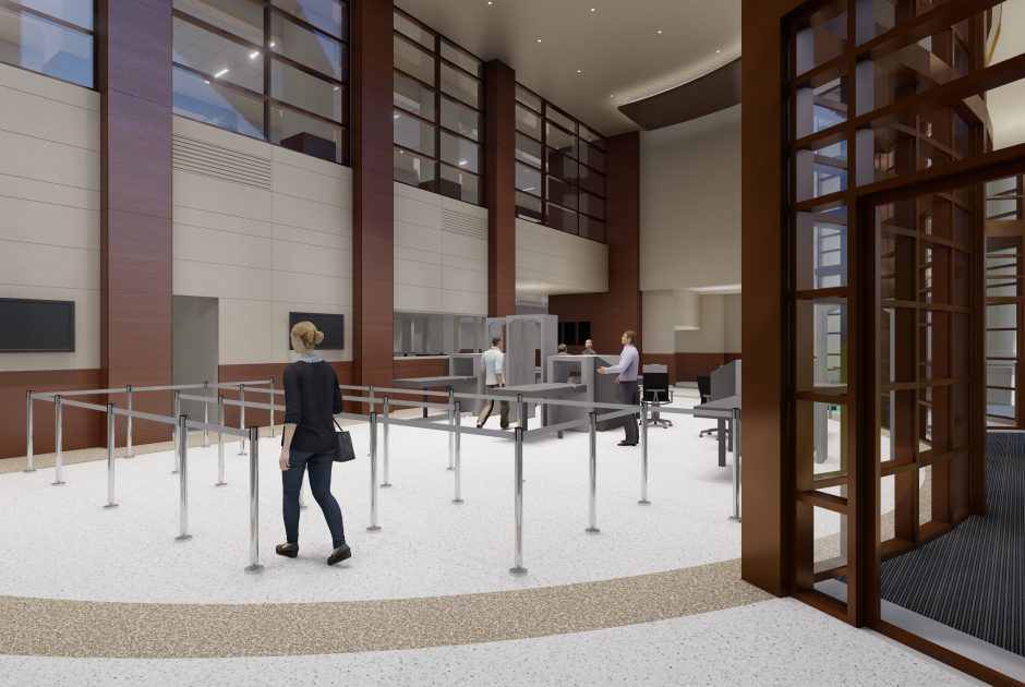 Elkhart County Courts Interior Rendering - Entrance