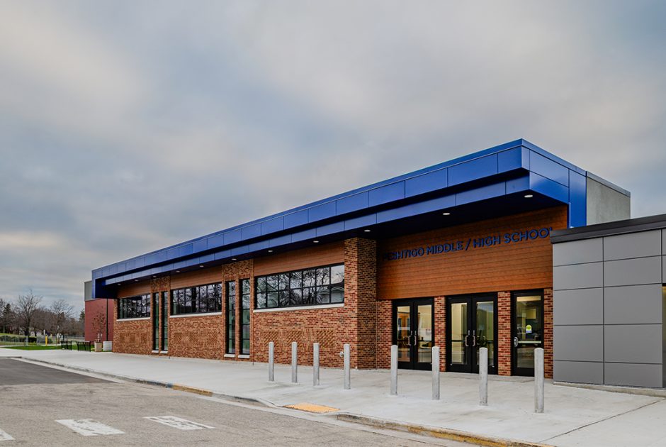 Peshtigo School District (Wisconsin) renovated exterior main entrance