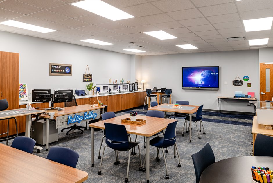 Peshtigo School District (Wisconsin) renovated classroom