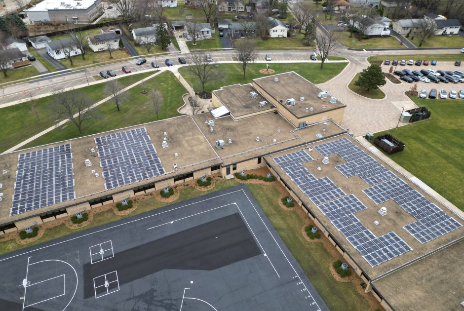 Roof-mounted solar installation at Murphy Elementary School