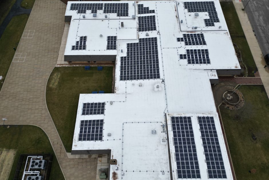 Roof-mounted solar installation at Willow Creek Elementary School