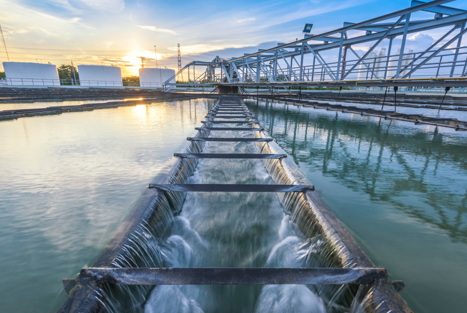 Close up of a water treatment facility