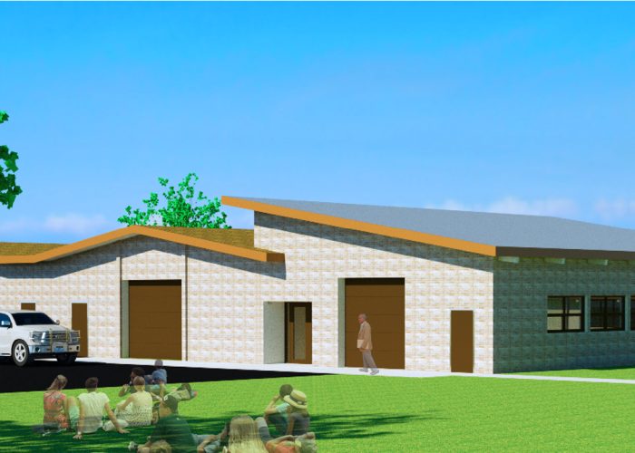 Exterior rendering of the new Agriscience addition and greenhouse for Riverdale School District